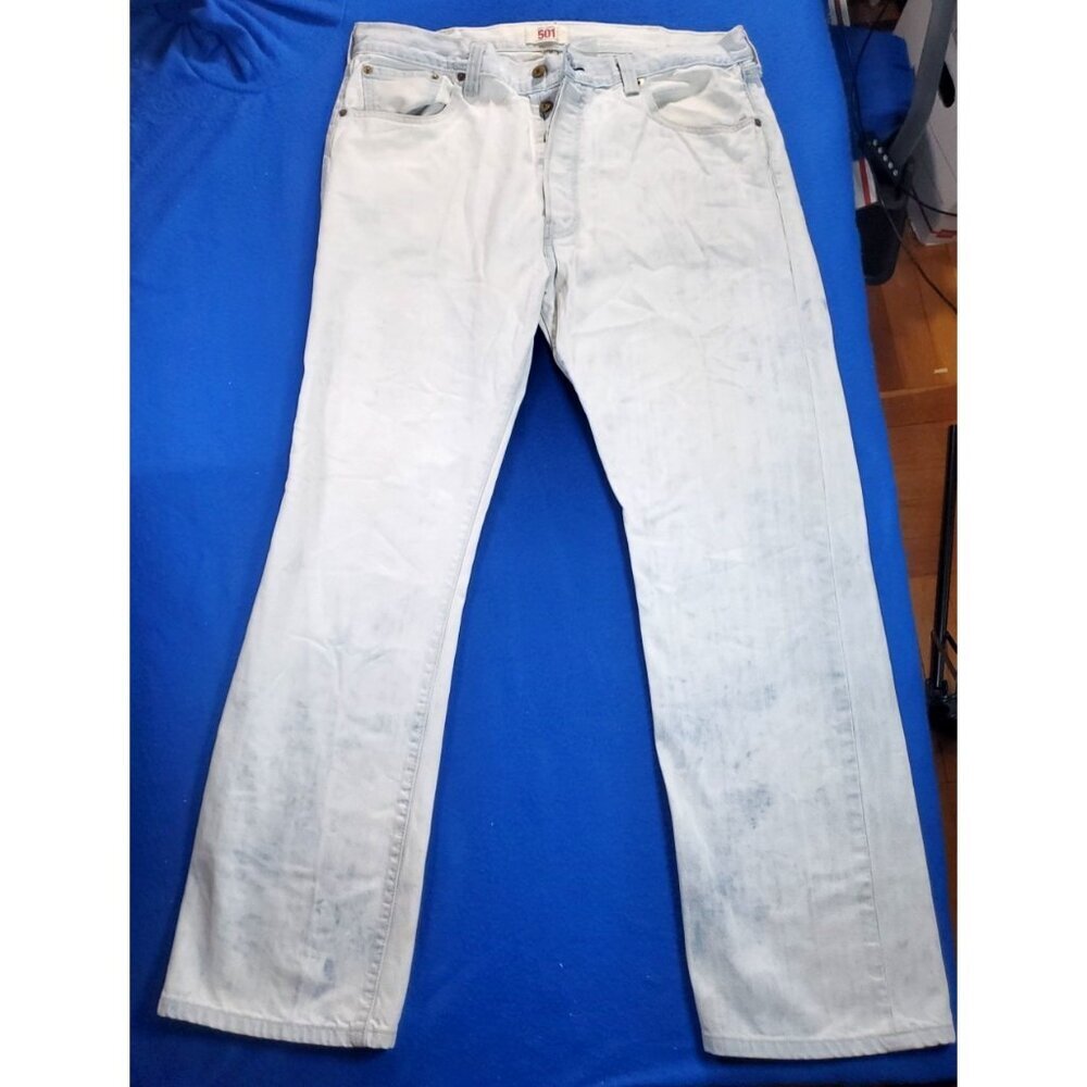 Levi's 501 Straight Leg Button Fly Acid Bleach Denim Jeans Pants Men's 38 X 32
